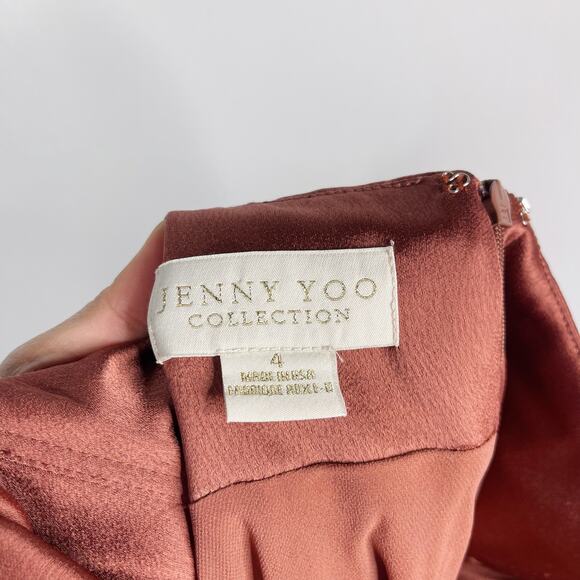 Jenny Yoo Collection 4 English Rose Orange Nicole Satin Halter Dress Low Back - Picture 10 of 14